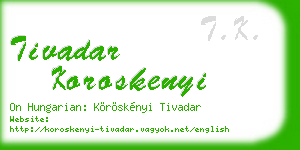tivadar koroskenyi business card
